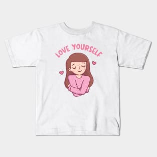 Self Hugs, Love Yourself Girl Kids T-Shirt